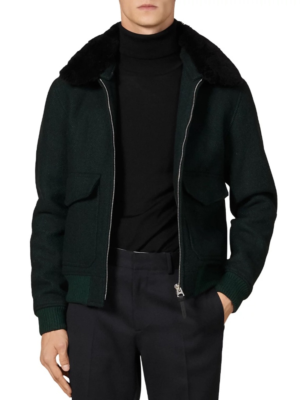 Aviator Wool Blend Bomber Jacket